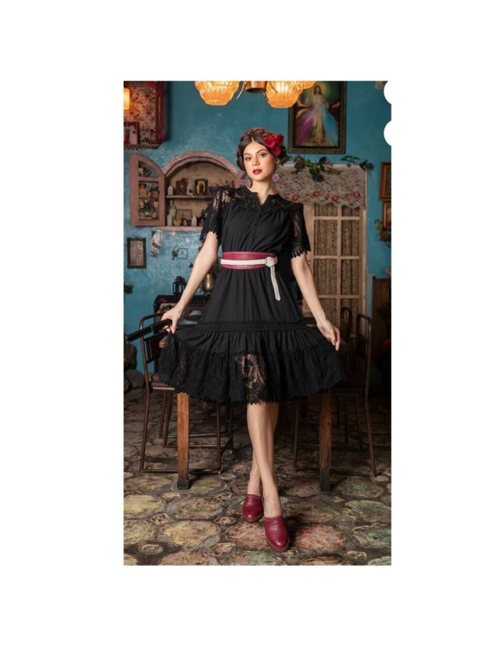Tulle & Batiste NWT Senorita Playdress Moonless Black Lace Tiered Design in Sm